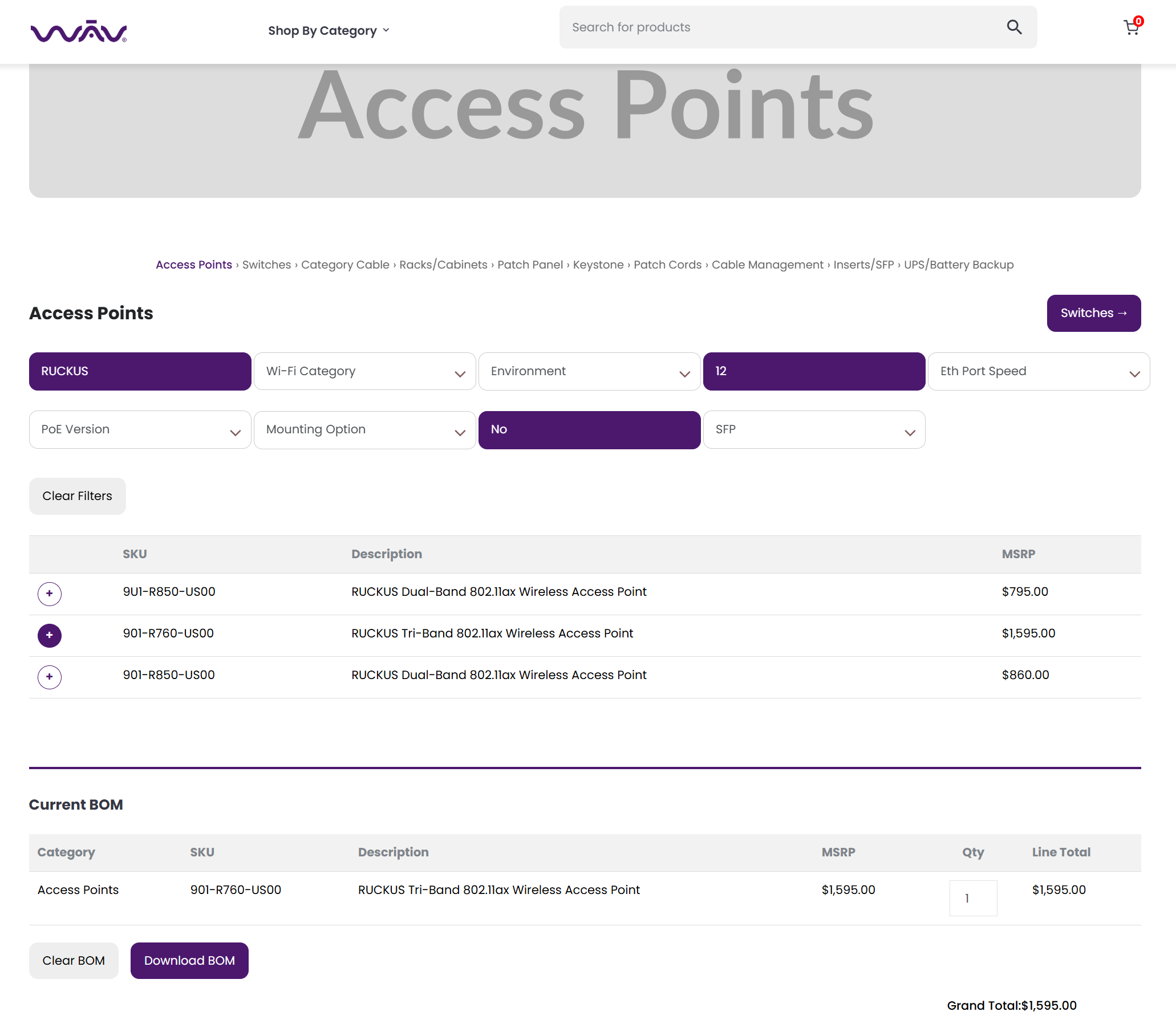 WAV BOM Configurator